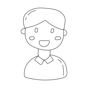 boy smiling short hair hand drawn illustration can be used for children's drawing books and coloring books