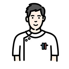 笑顔の白衣を着た若い男性看護師
