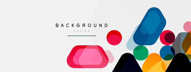 Color bubbles and rounded geometric shapes on white. Vector geometric minimal abstract background for wallpaper, banner, background, landing page