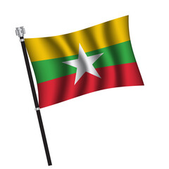 Myanmar flag background with cloth texture. Myanmar Flag vector illustration eps10.