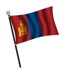 Mongolia flag background with cloth texture. Mongolia Flag vector illustration eps10.