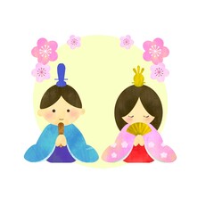 ひなまつり　かわいいおひなさまのイラスト