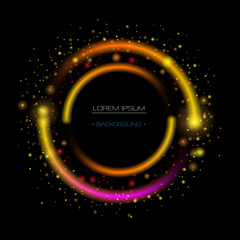 Fototapeta na wymiar Vector luxury, Abstract glow light effect of golden line. bright sparkle and shine gold circle swirl. Illustration graphic design with glitter bokeh, motion flare and spark on black color background