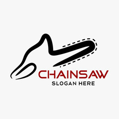 chainsaw logo design with creative line art concept. premium vector logo illustration