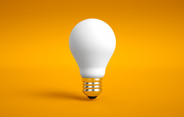 Light bulb light bulb idea icon concept top view on orange background. 3d rendering.