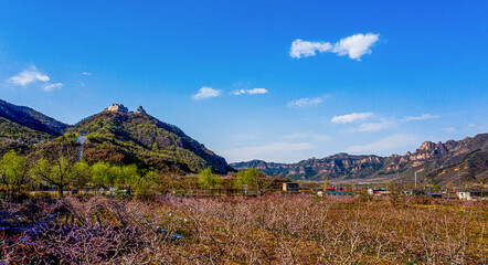 Fototapeta premium Aerial photography of natural scenery in the suburbs of Beijing