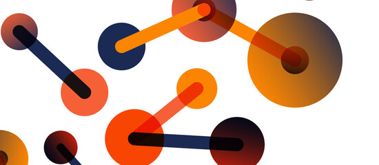 Line points connections geometric abstract background. Circles connected by lines. Trendy techno business template for wallpaper, banner, background or landing