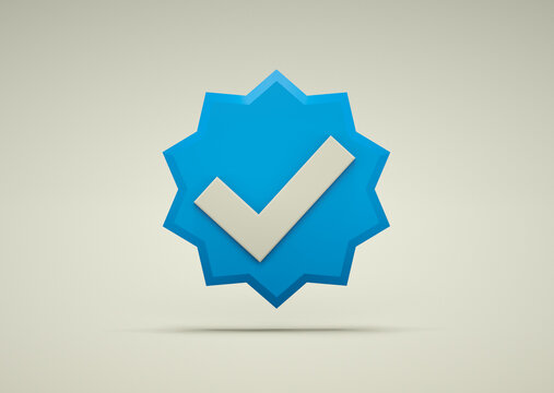 3D Checked symbol. Verified account icon