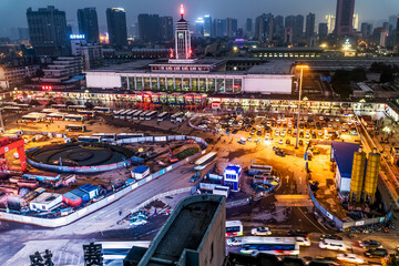 The night view of railway station in Changsha City