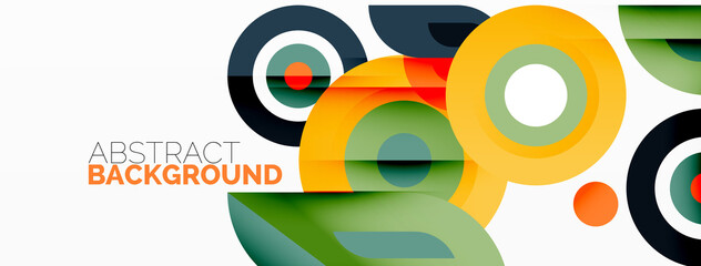 Abstract round shapes background. Minimalist decoration. Geometric background with circles and rings