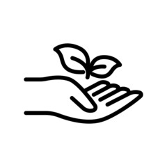 Hand icon with leaf. line icon style. suitable for ecology symbol. simple design editable. Design template vector