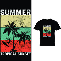 SUMMER TROPICAL SUNSET SUMMER T-Shirt Design