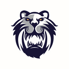 lion beas logo, silhouette of ugly king of the jungle vector illustration