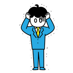 男性　会社員　大失敗　やらかした　震える　イラスト　