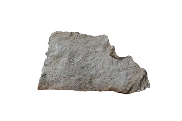 Cut out a speciment of tuff igneous rock isolated on white background. Tuff is an igneous rock that...