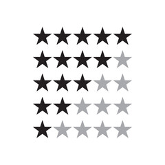 Different review symbol, rating star vector design set