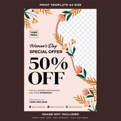print poster template promotion for women's day premium vector - obrazy, fototapety, plakaty