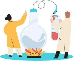 Antivirus vaccine. Scientists conducting scientific researches, laboratory assistants test tubes working in medical lab researchers making chemical experiments test liquids and equipment. Virus in lab