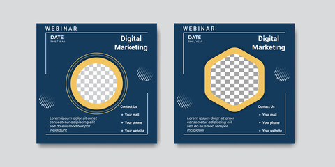 Modern webinar social media post templates with blue color concept. Suitable for online marketing promotion banner, webinar, seminar, flyer, ads, etc.