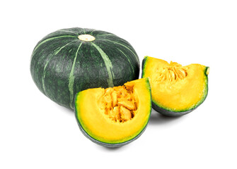 Green pumpkin isolated on the white background