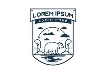 Line art illustration of wild bear