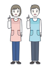 指をさす若い保育士の男女セットのイラスト素材