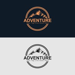 adventure outdoor logo design badge icon color Mountain rock camping outdoor label. Climbing label, hiking trip and adventure illustration
