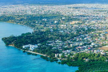 Aerial view of the Zanzibar city, capital of Zanzibar island (Unguja), Tanzania