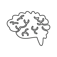 Obraz na płótnie Canvas Brain, human organ outline icon. Line art vector.
