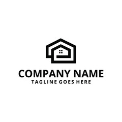 Creative modern minimalist house illustration with E tanda sign logo design template