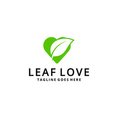 Illustration of leaf shape combination with heart sign, for environmental company.