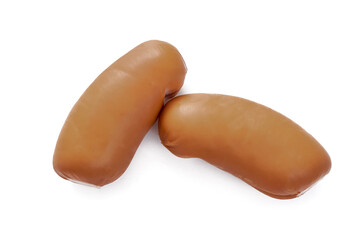 Juicy sausages on a white isolated background