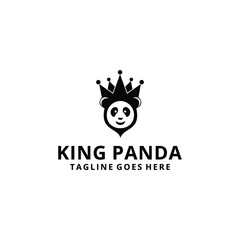 Fototapeta premium Bear King Logo Vector illustration logo design template, Panda King Logo Vector