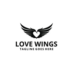 Heart creative design illustration with wings logo vector emblem
