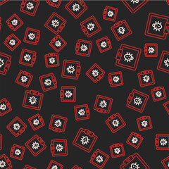 Line Colorado beetle icon isolated seamless pattern on black background. Vector