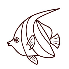 Vector pennant banner fish in outline style, coloring book for children, icon of coral angel fish, line art illustration of heniochus acuminatus