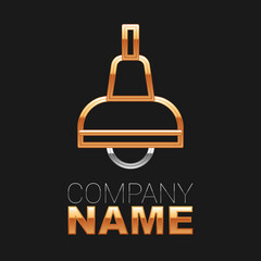 Line Lamp hanging icon isolated on black background. Ceiling lamp light bulb. Colorful outline concept. Vector