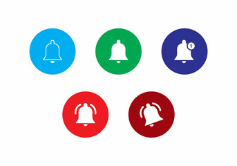 Bell Icon Set Collection in Flat Style. Vector Illustration