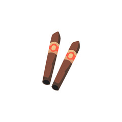 Cuban Havana smoking cigars from tobacco leaves, vector illustration isolated.
