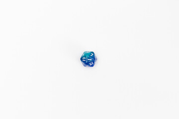 Blue dice for fantasy dnd and rpg tabletop games. Board game polyhedral dice with different sides isolated on white background	
