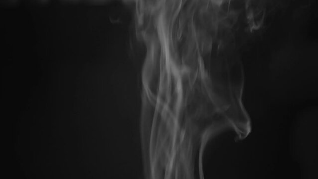 Rising white smoke on a dark background 4k video footage