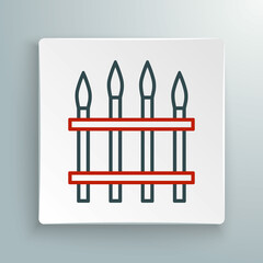 Line Classic iron fence with metal pillars icon isolated on white background. Ancient wrought iron fence. Colorful outline concept. Vector