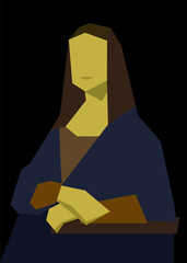 A silhouette of a Mona Lisa. Isolated vector Illustration. Creative modern vector portrait on black background.