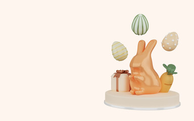 3d rendering of happy easter day with colorful easter eggs