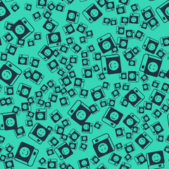 Black Book icon isolated seamless pattern on green background. Vector