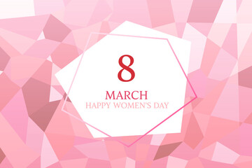 Pink poly background for Women's day mosaic and polygon design concept.