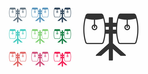 Black Conga drums icon isolated on white background. Musical instrument. Set icons colorful. Vector