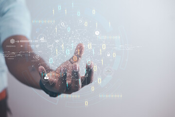 2022 business concept, businessman or engineer Show the trend of driving digital currency to develop online business.
