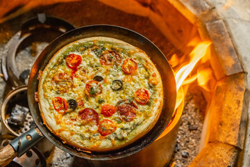 ミックスピザ　Italian delicious food mixture pizza