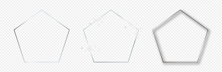 Silver glowing pentagon shape frame